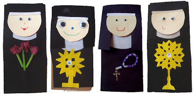 Lineup Finished Paper Bag Puppet Nuns