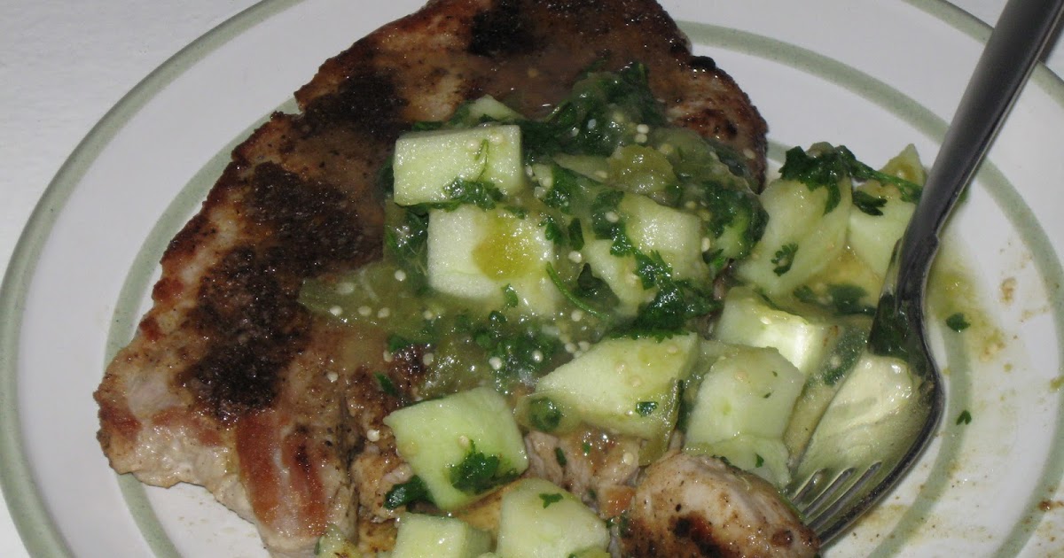 The Family Scientista Pork Chops with Tomatillo Applesauce