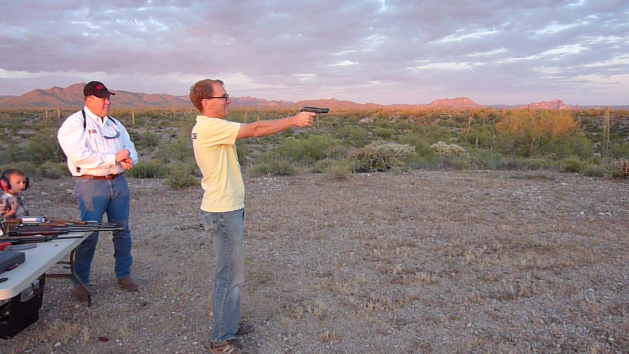 The Buyack's Adventures Shooting guns in the Desert