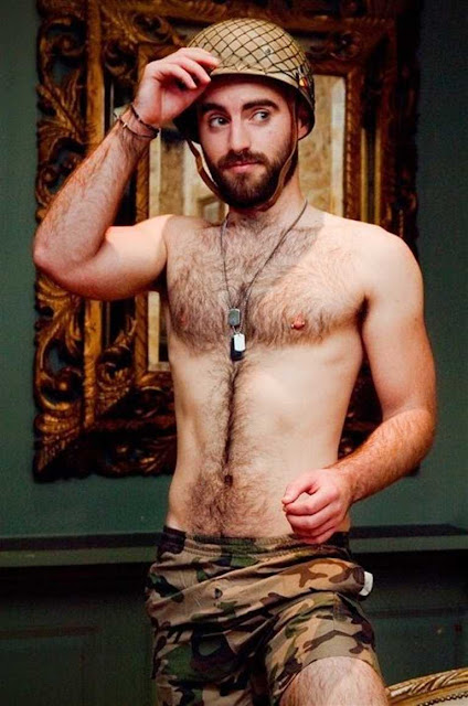 Cute shirtless soldier
