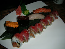 Fire Roll with Salmon, Hamachi, Ikura and Uni