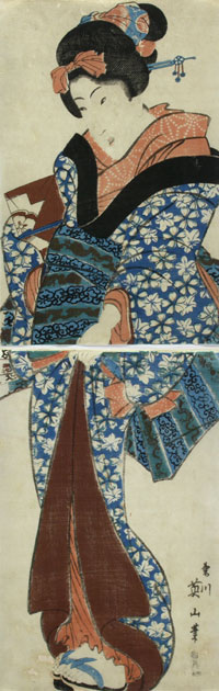 Japanese Engraving of Geisha