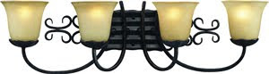 Z-Lite 402-4V Spanish Forge 4 Light Vanity Black/Antique Gold