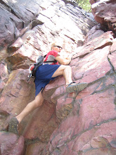 Josh Lavik rock climbing at Devils Lake