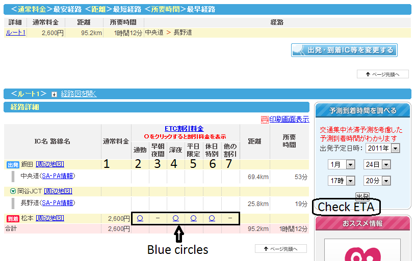 AccessJ Calculating Highway Tolls in Japan