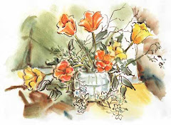 Lovely Orange Poppies Were Sketched on Strathmore Aquarius II Watercolor Paper.