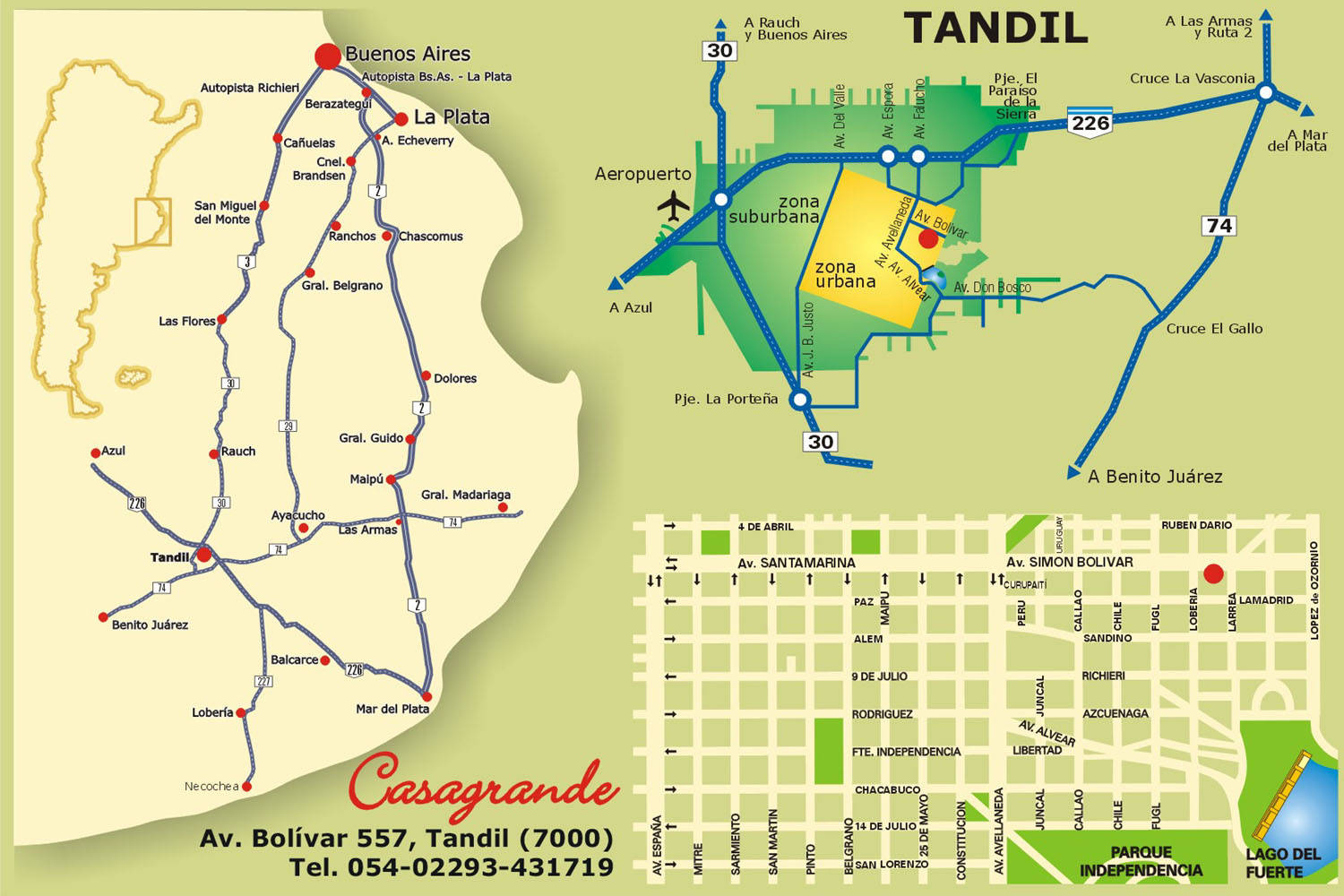 Salida a Tandil fin de semana largo 18 Feb Mapa+tandil