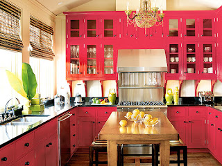 red kitchen cabinets