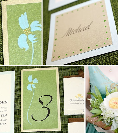 The simple bloom silhouettes painted on each itinerary and table number were The simple bloom silhouettes painted on each itinerary and table number were