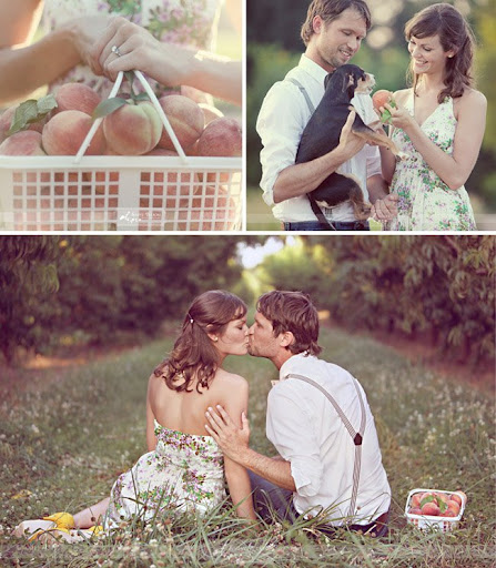 vintage inspired engagement session with peaches