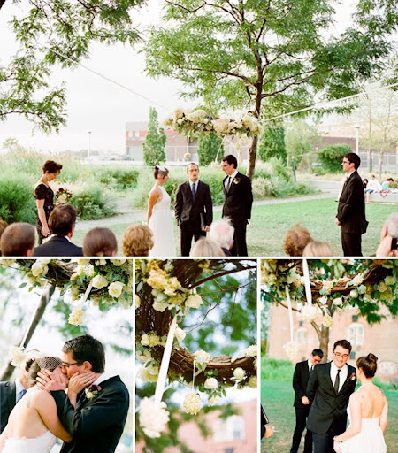 ceremony backdrop flowers on a string rope photos by Robert Sukrachand