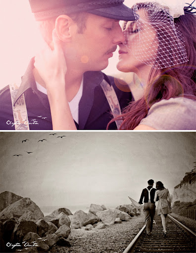 vintage engagement photos railroad track
