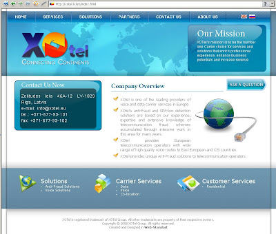 Сайт компании XOTel, одной из ведущих телекоммуникационных компаний в СНГ