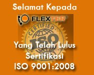 Flexter memiliki sertifikat ISO 9001 standar internasional