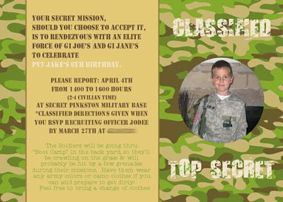 Army Men Camouflage Birthday Party Invitations