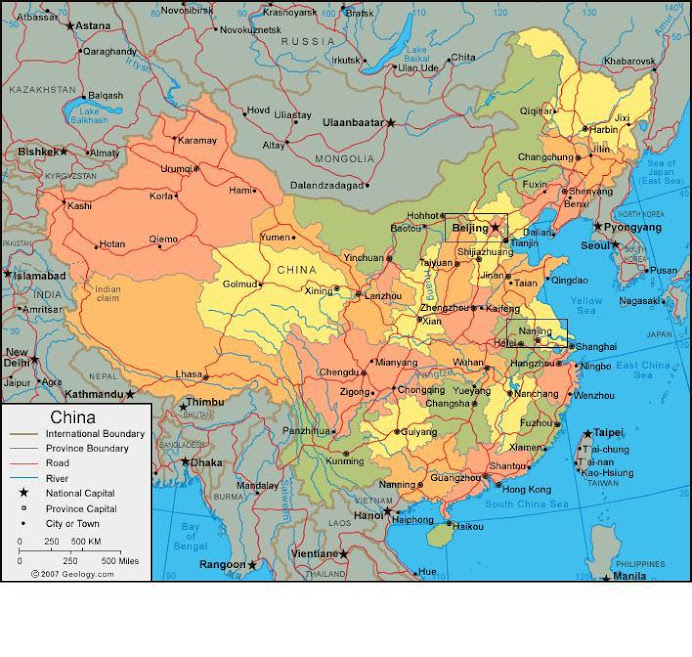 Map of China - Where I would be going