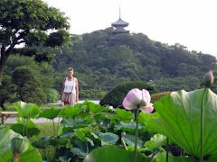 KJ and the pink lotus blossoms