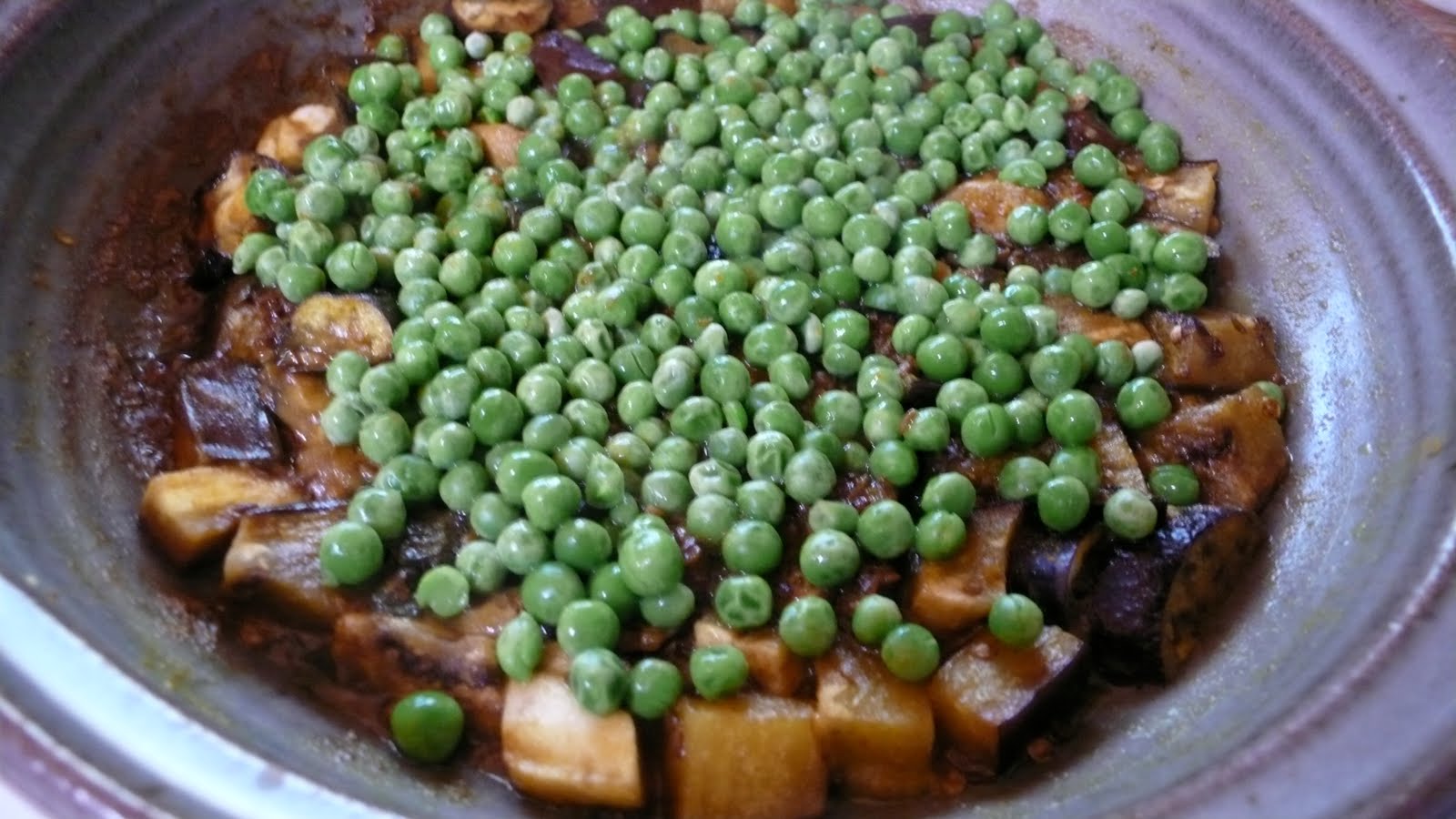 The Colors Of Indian Cooking Charred Eggplant and Peas... A Meatless