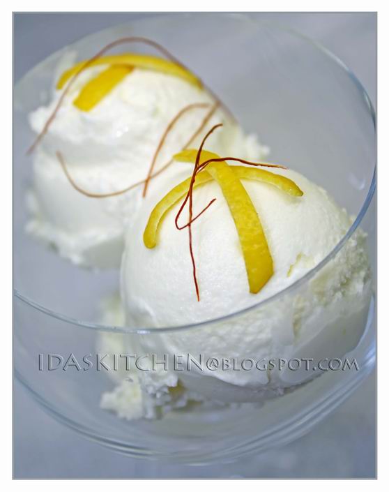 From Ida's Kitchen Home made Yoghurt Lemon IceCream