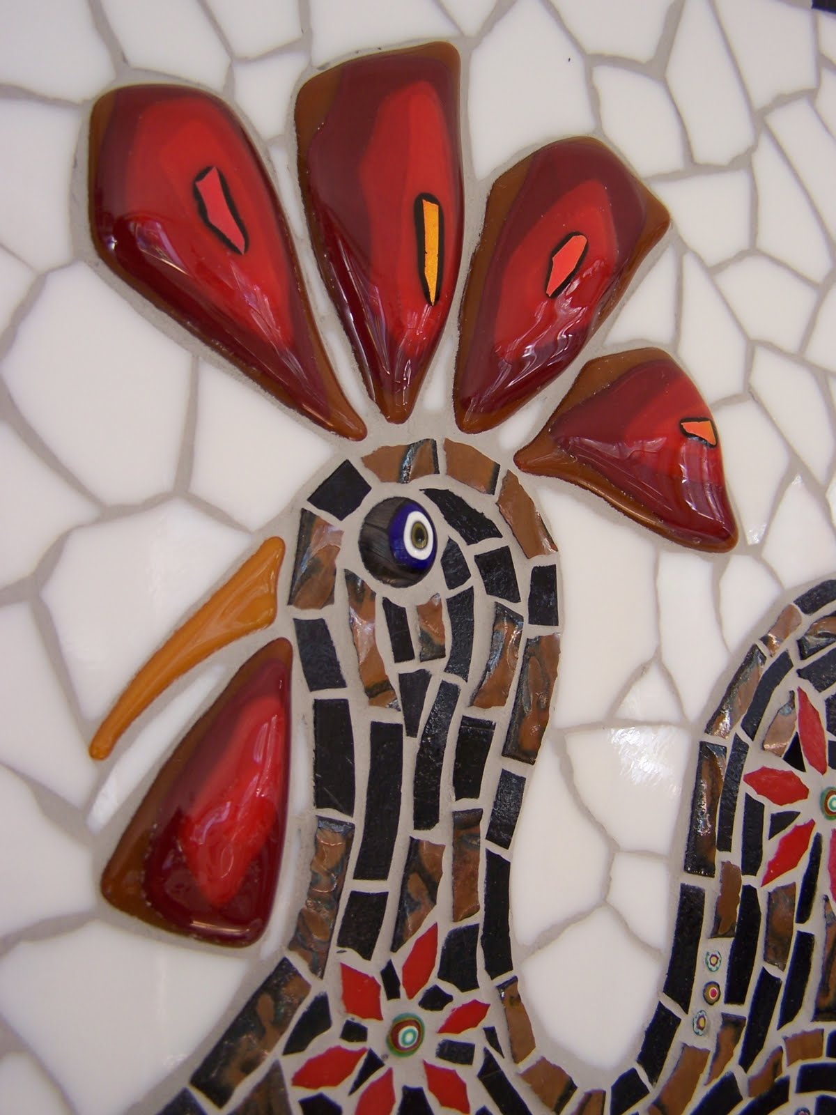Glittering Shards Rooster mosaic & grouting top tips