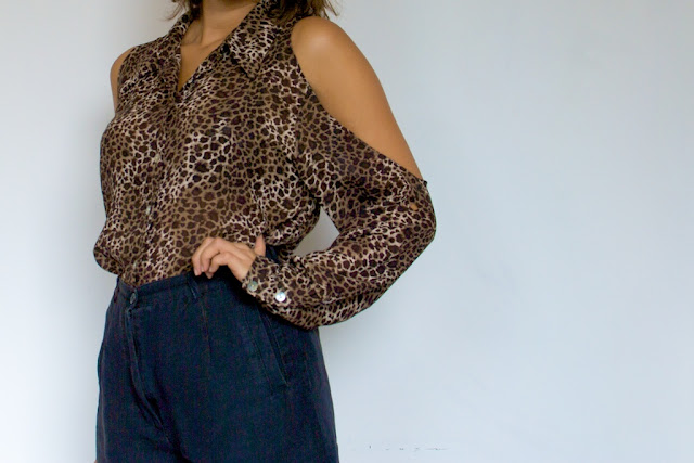 DIY Weekly - Leopard Print Shoulderless Shirt