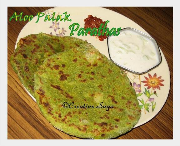 aloo palak parathas aloo palak parathas