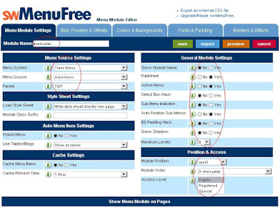 setting component joomla