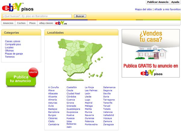 Ebay vende pisos en su web -Anuncios de Inmuebles en España-