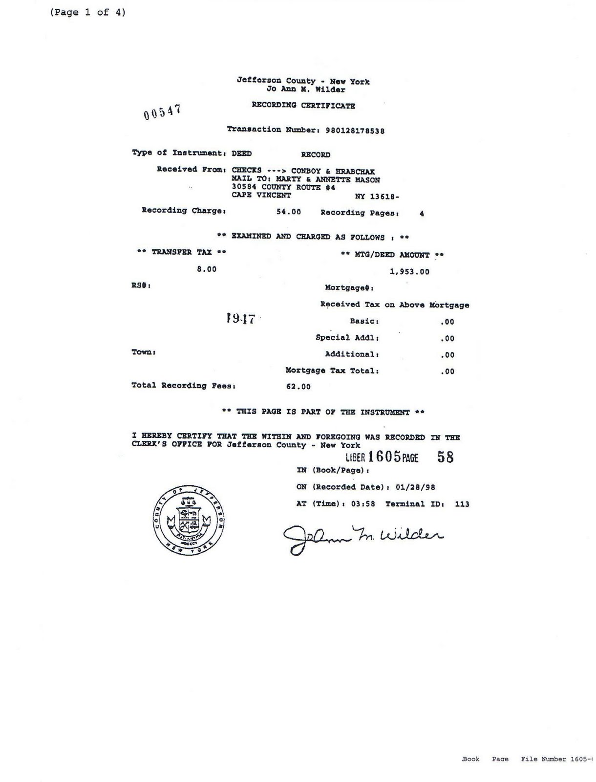 Energy Valley of New York State Marty Mason Rail Road Property Deed Property for power Line