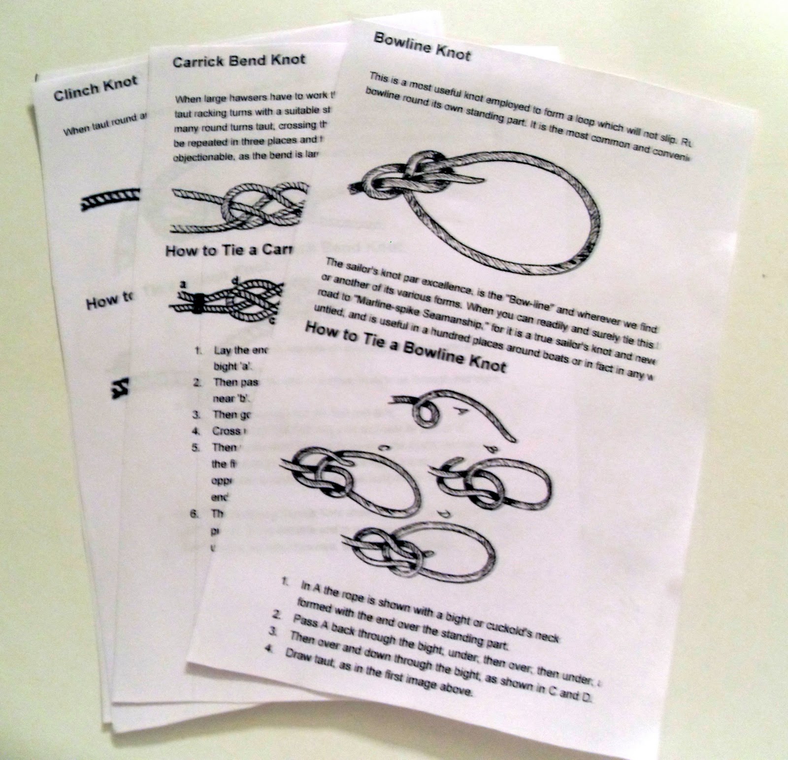 Print+Knot+Tying+Instructions itself did not go into great detail on how to tie individual knots ...