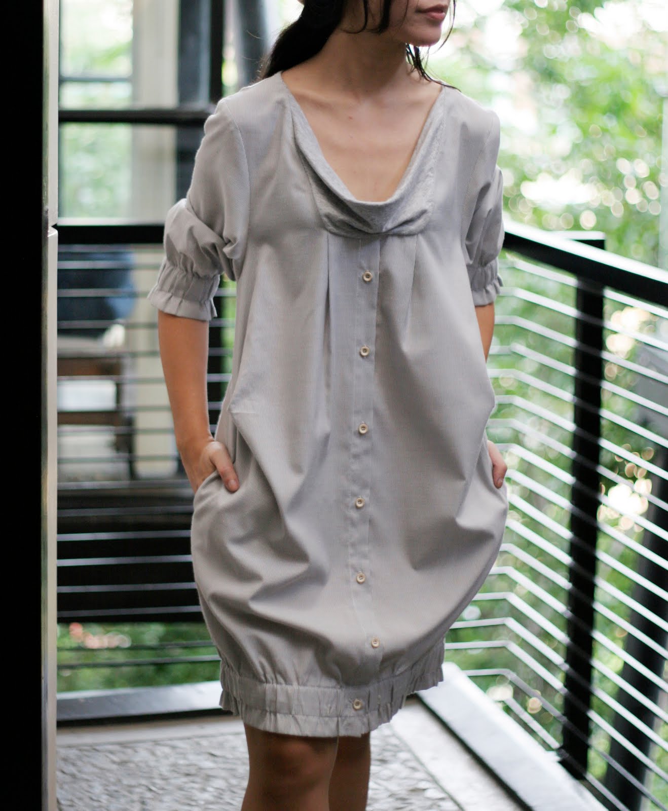 The Urban Reverie Blue and white pinstripe dress