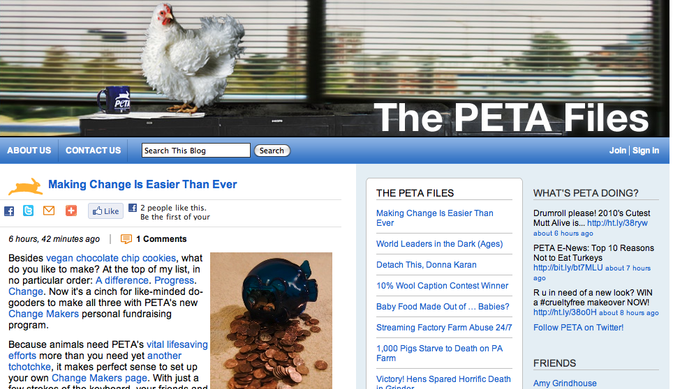 Writing in a College Student's Eyes PETA Member