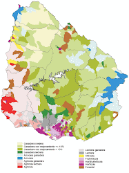 Mapa de actividades económicas en Uruguay