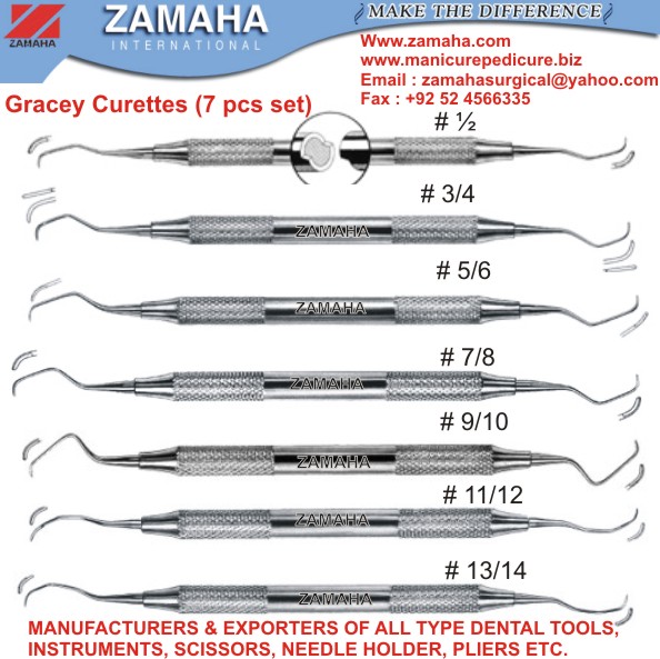 Dental instruments, scalers, filling instruments, curver, wax