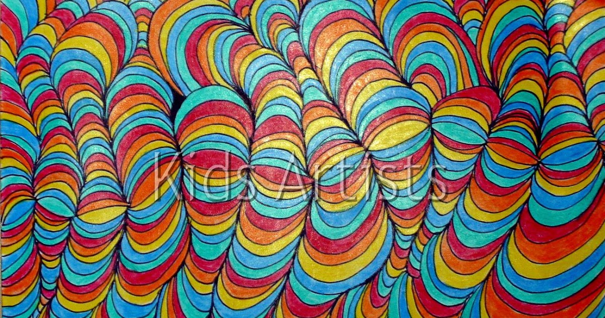 Line Design Op Art : Kids artists op art line design