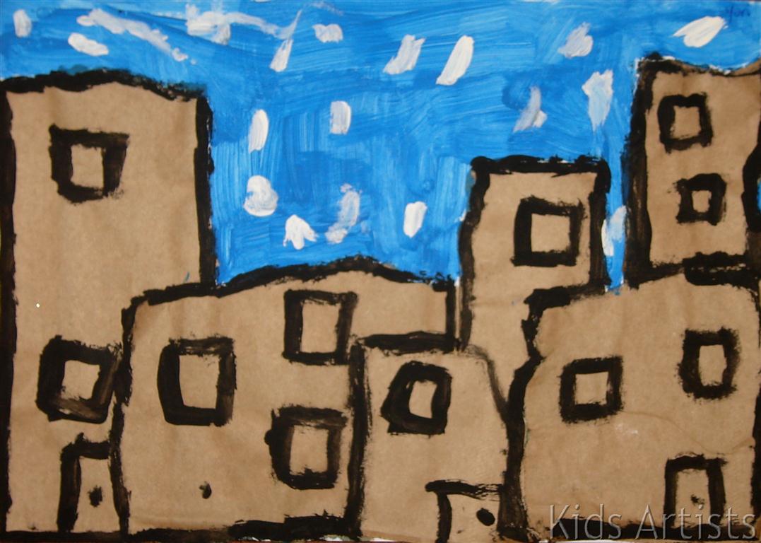 Kids Artists Paper Bag City