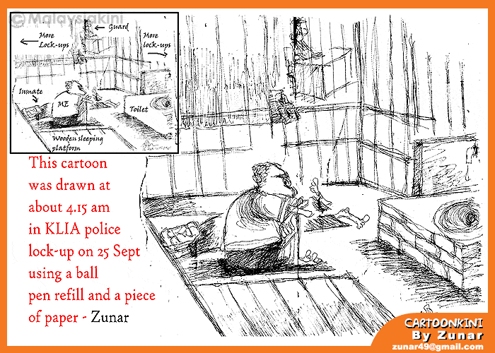 Lakaran Zunar semasa didalam Lokap Polis...