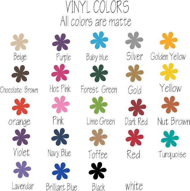 Vinyl Colors to choose from