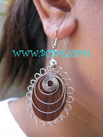 stainless steel wooden earrings