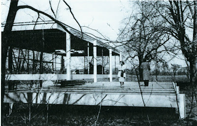 Farnsworth House construction photo Mies Plano Illinois