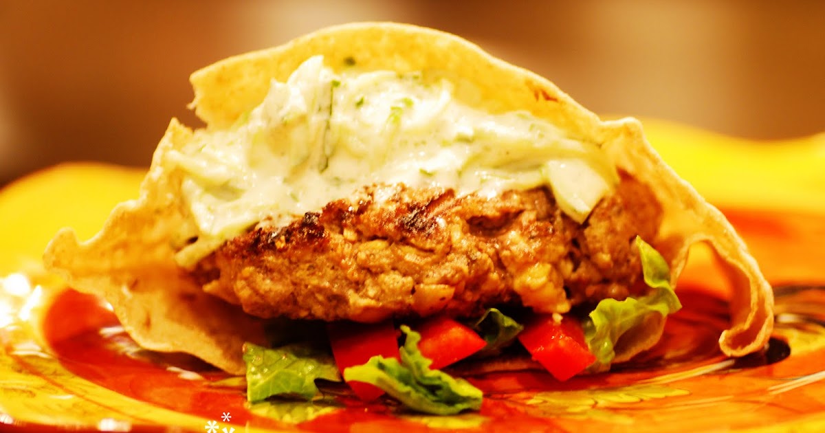 Frugal Feasts Lamb Burgers with Feta Cheese and YogurtCucumber Sauce