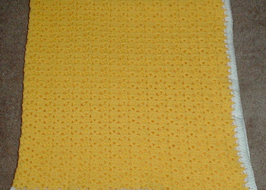 Karens Crocheted Garden of Colors Yellow Baby Blanket