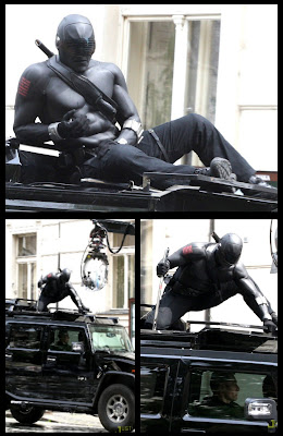 JustJared.com has pics of Snake-Eyes on the set of GIJOE