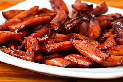 Easy Roasted Carrots with Agave-Balsamic Glaze found on KalynsKitchen.com