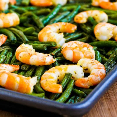 Spicy Roasted Green Beans and Shrimp