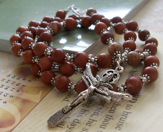 Red Malachite and Epidot Beaded Christian Rosary