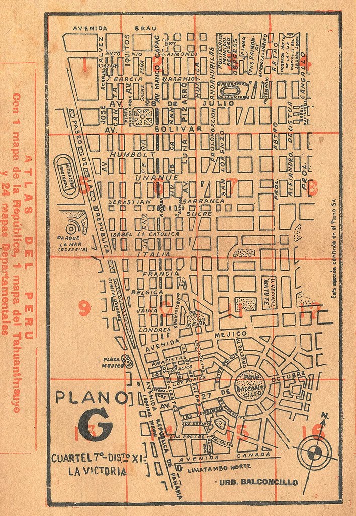 Planos de calles de 1939 de Lima y Callao en el Perú Distrito de La
