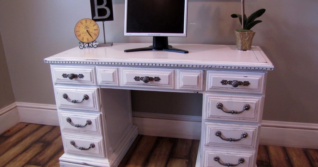 dusty gem decor Antique White Desk