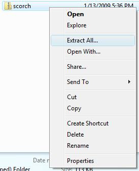 Extracting the zip file