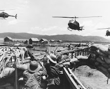 Helicopters  shower  missiles over North Vietcong